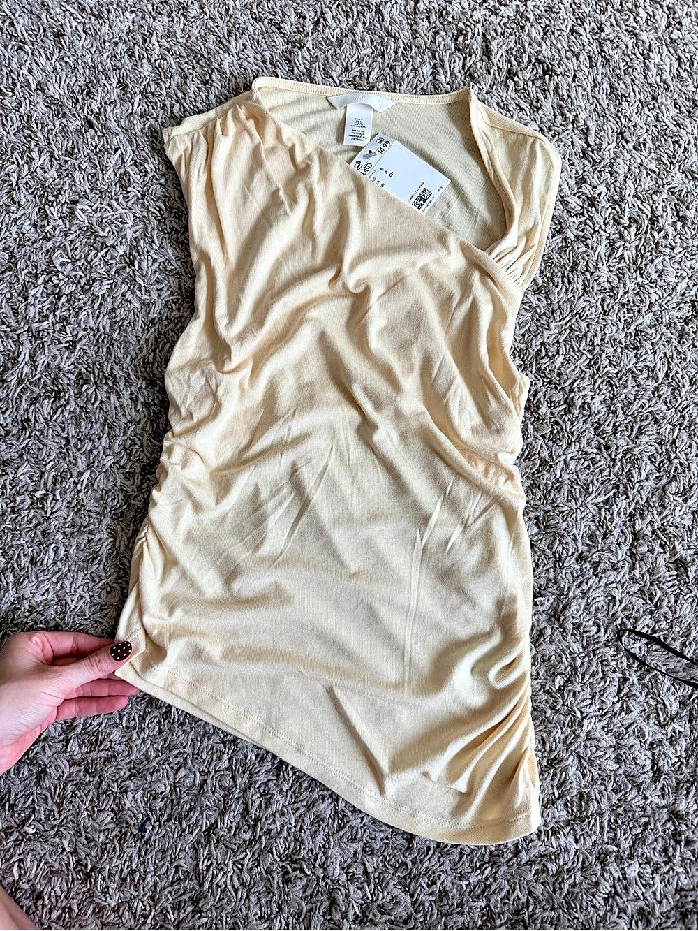 H&M Draped Asymmetric Top Butter Yellow Tank